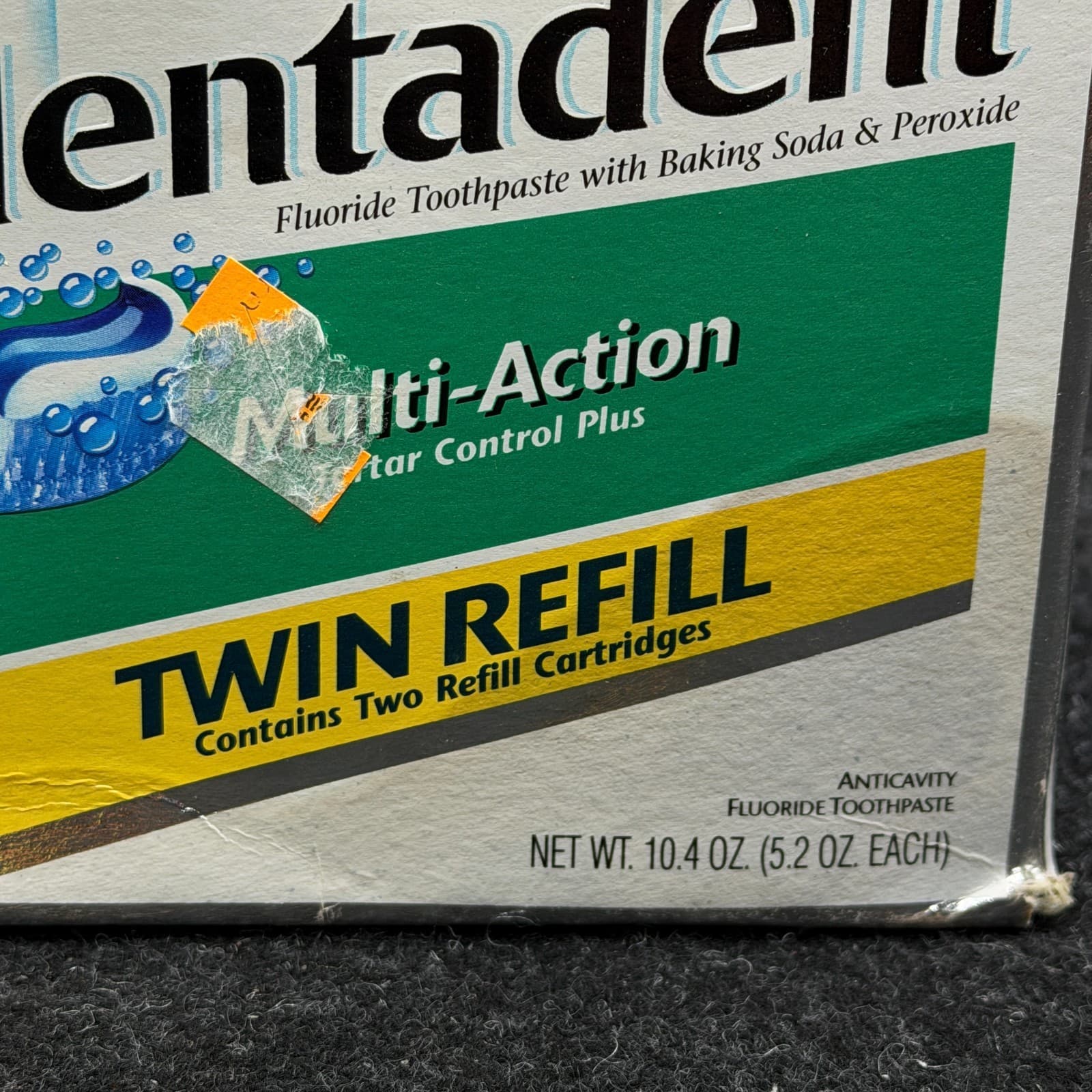 Vtg Mentadent Tartar Control Toothpaste 10 oz Baking Soda Peroxide Fluoride Twin - Thumbnail 2