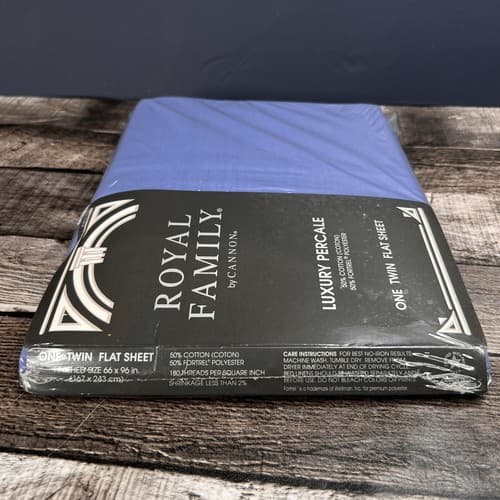 Vintage Royal Family By Cannon Sequences II Twin size Flat Sheet Blue - Thumbnail 5