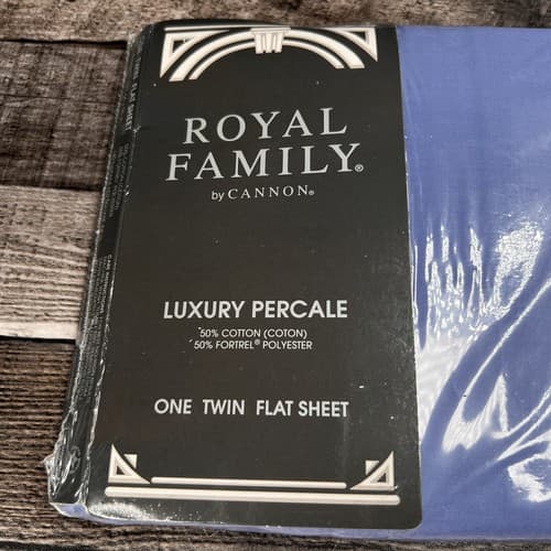 Vintage Royal Family By Cannon Sequences II Twin size Flat Sheet Blue - Thumbnail 2