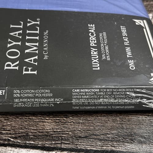 Vintage Royal Family By Cannon Sequences II Twin size Flat Sheet Blue - Thumbnail 7