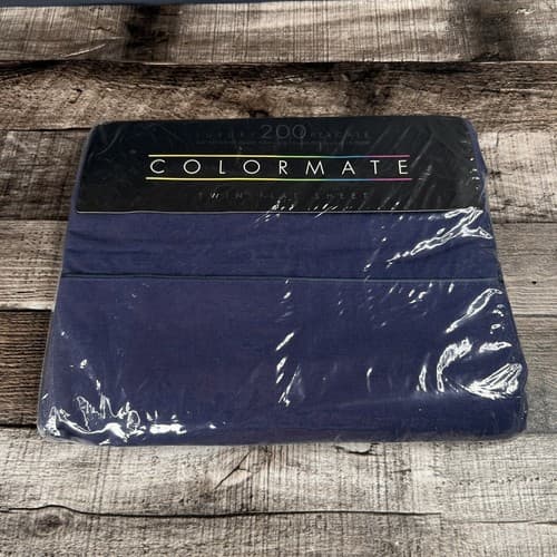 VTG Colormate Blueberry Twin Sz Flat Sheet 200 Thread Count Combed Percale Blue - Thumbnail 8