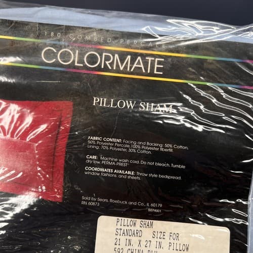 Vintage Colormate Standard Pillow Sham Blue Made in USA New in Package - Thumbnail 2