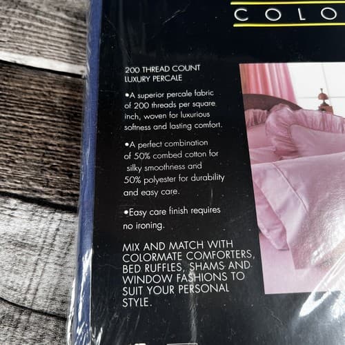 VTG Colormate Blueberry Twin Sz Flat Sheet 200 Thread Count Combed Percale Blue - Thumbnail 6