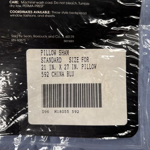 Vintage Colormate Standard Pillow Sham Blue Made in USA New in Package - Thumbnail 3