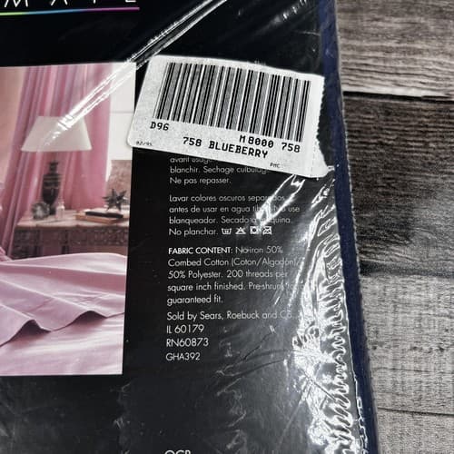 VTG Colormate Blueberry Twin Sz Flat Sheet 200 Thread Count Combed Percale Blue - Thumbnail 5