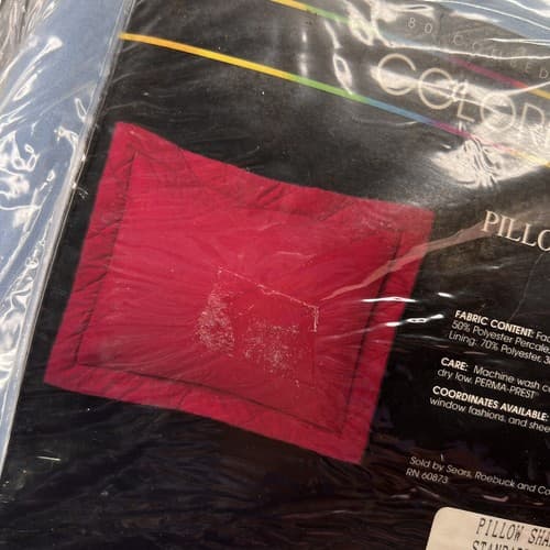 Vintage Colormate Standard Pillow Sham Blue Made in USA New in Package - Thumbnail 5