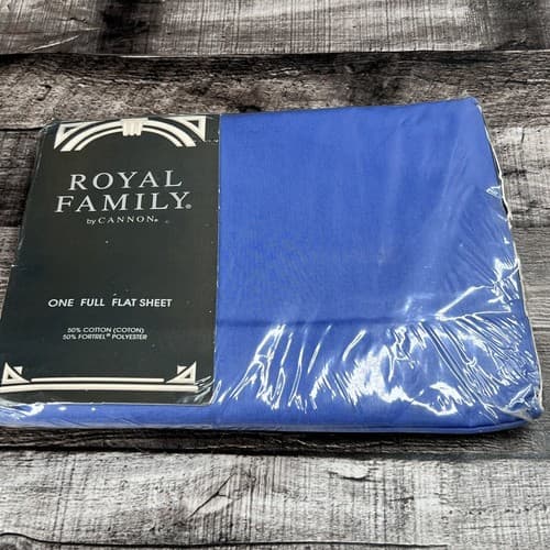 Royal Family Cannon Sequences II Full size Flat Sheet Luxury Percale Denim Blue