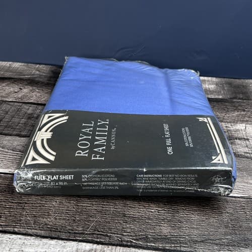 Royal Family Cannon Sequences II Full size Flat Sheet Luxury Percale Denim Blue - Thumbnail 9