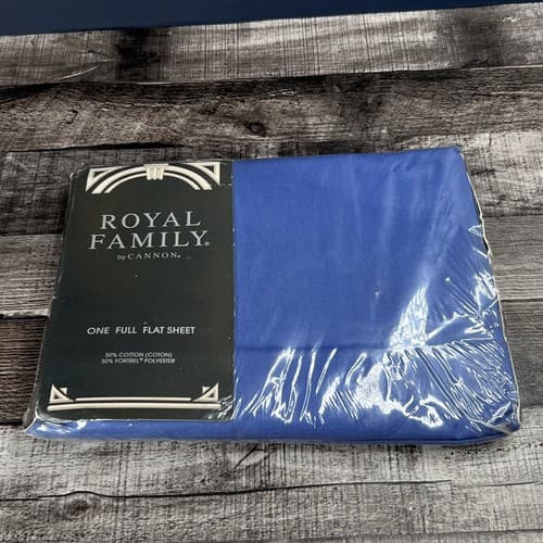 Royal Family Cannon Sequences II Full size Flat Sheet Luxury Percale Denim Blue - Thumbnail 2