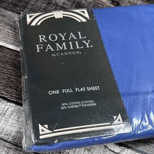 Royal Family Cannon Sequences II Full size Flat Sheet Luxury Percale Denim Blue - Thumbnail 3