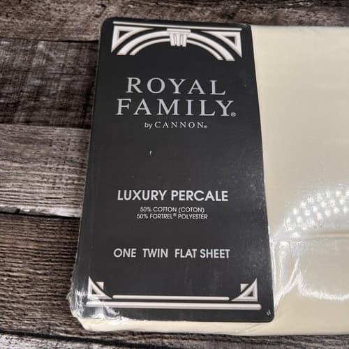 Vintage Royal Family By Cannon Sequences II Twin size Flat Sheet Off White - Thumbnail 2