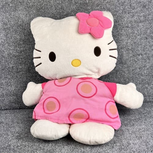 2006 Sanrio 20” Hello Kitty Pink Polka Dot Dress Stuffed Plush Large