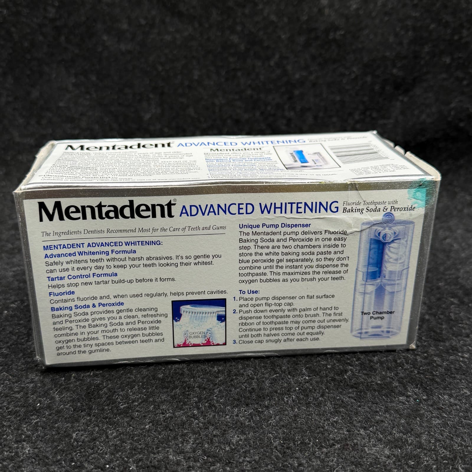 Mentadent Advanced Whitening Fluoride Toothpaste Baking Soda & Peroxide 3.5 OZ - Thumbnail 5