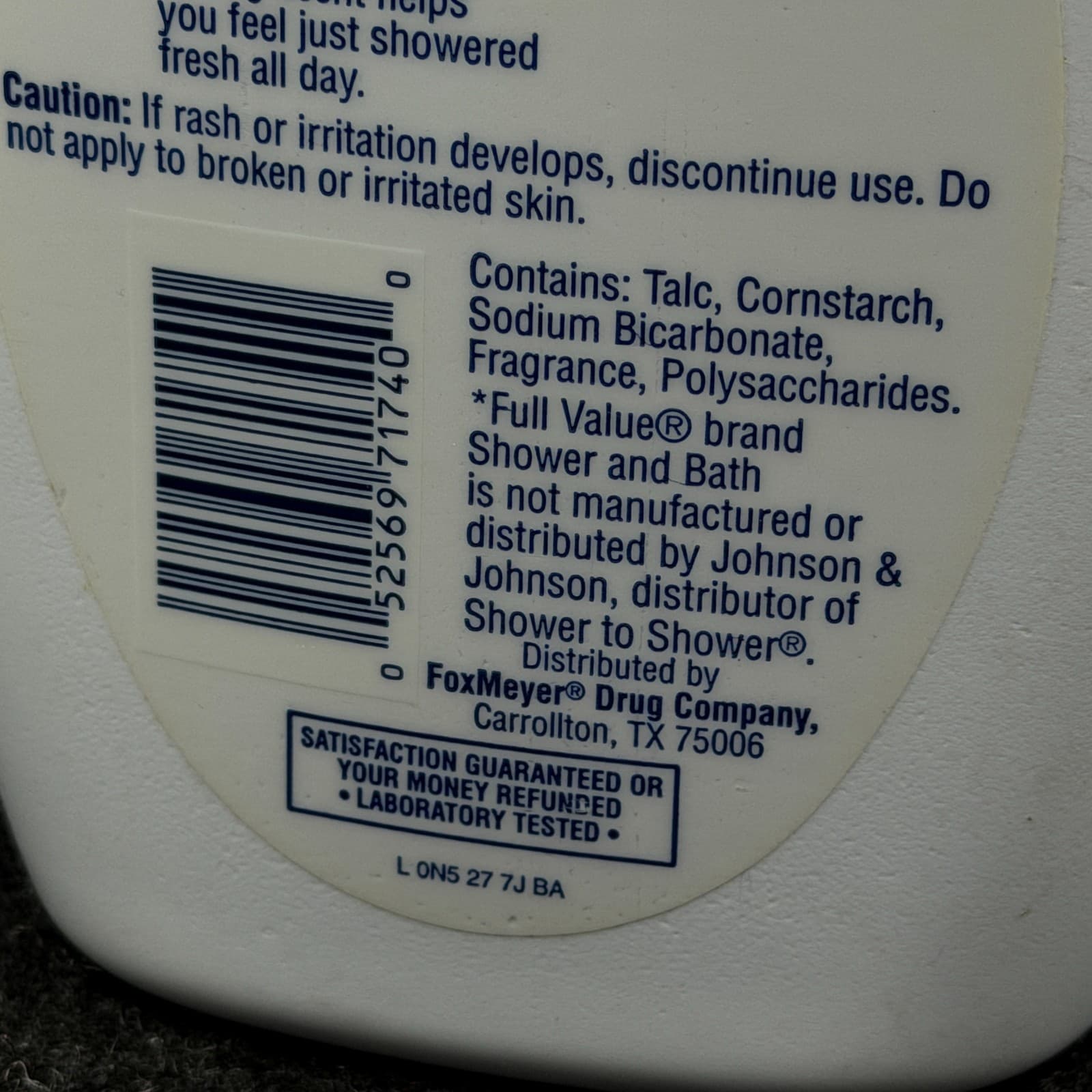 VTG Full Value Regular Scent Shower & Bath Deodorant Body Powder 13oz TALC - Thumbnail 6