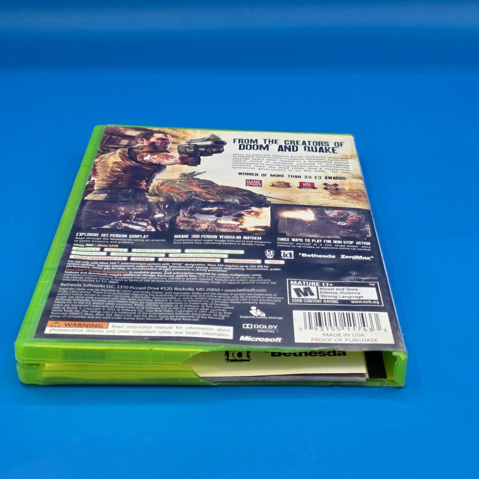 Rage (Microsoft Xbox 360, 2011) Complete with Manual CIB - Thumbnail 4