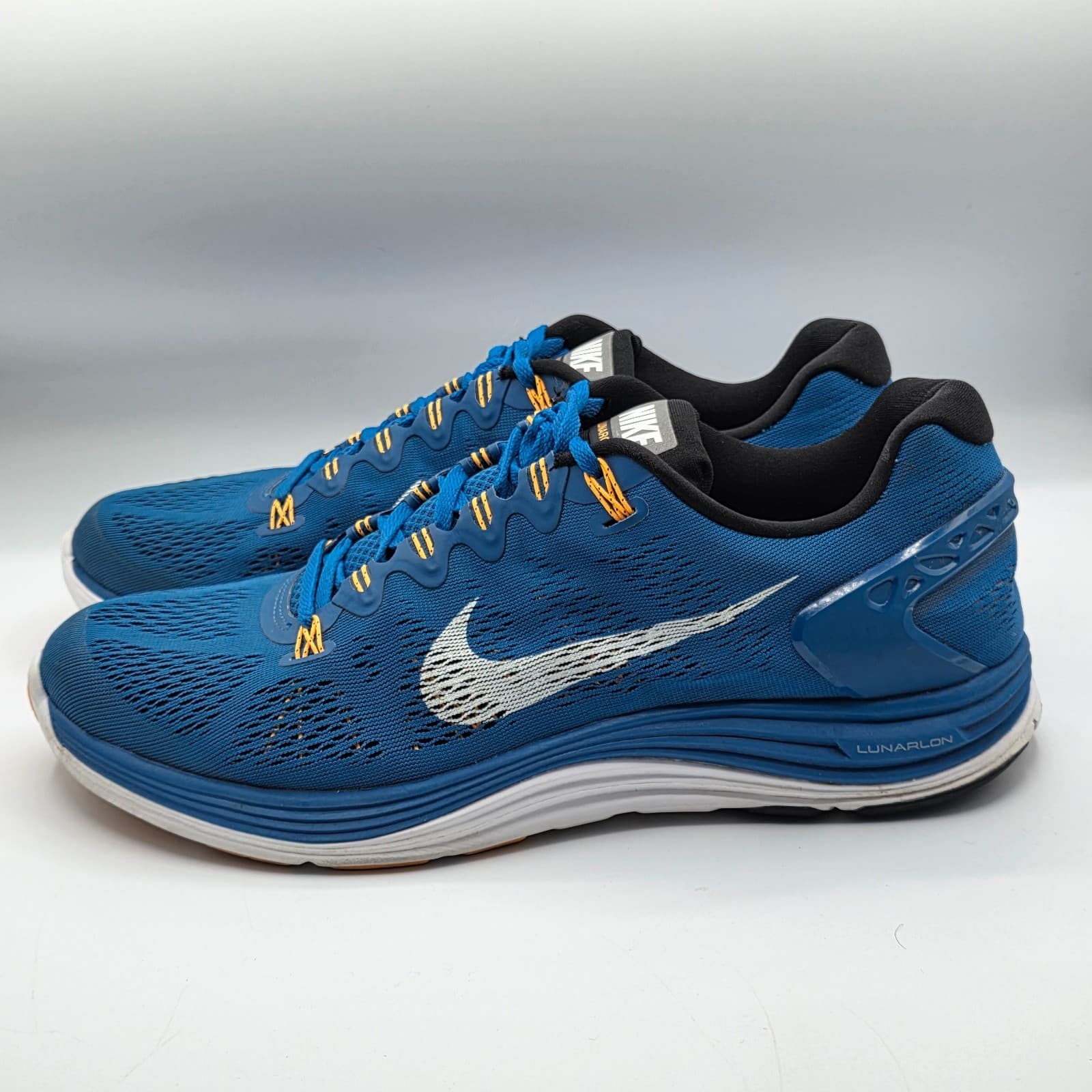 Nike Lunarlon Blue Lace Up Running Shoes Mens Size US 12 Blue - Thumbnail 2
