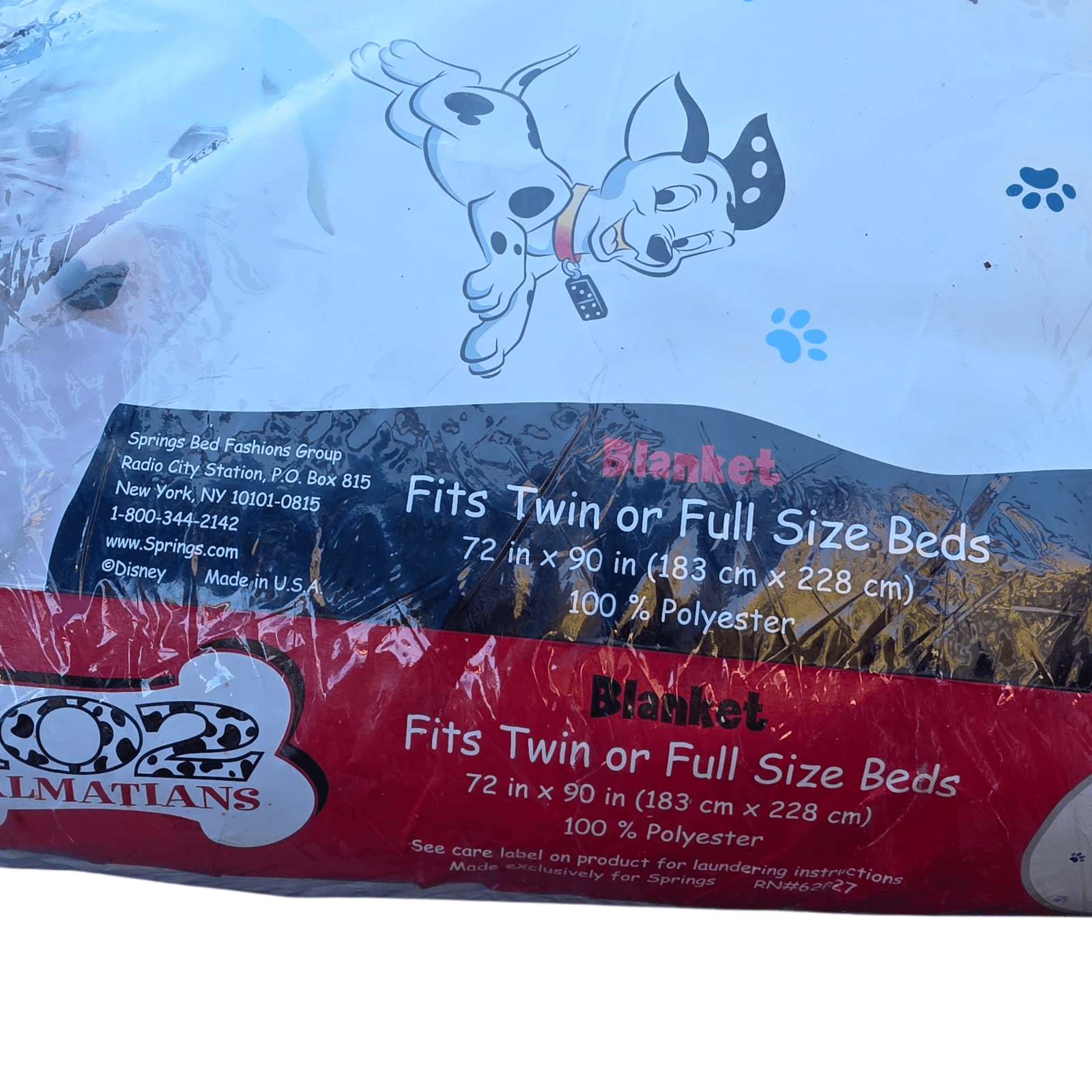 Vintage Disney 102 DALMATIANS Hot Spots Blanket 72" X 90" Springs Bed Fashion - Thumbnail 2