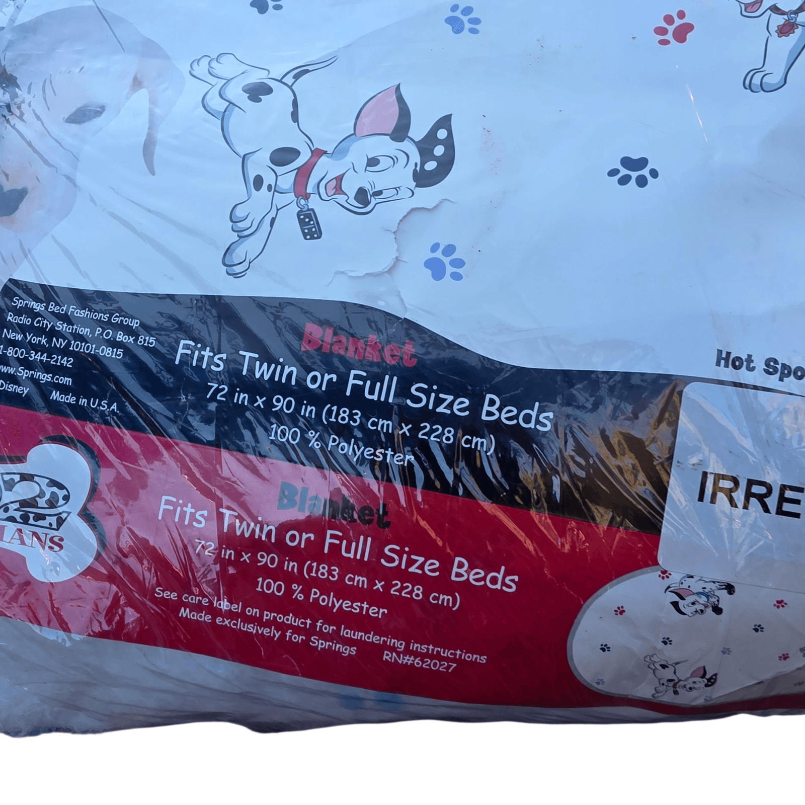 Vintage Disney 102 DALMATIANS Hot Spots Blanket 72" X 90" Springs Bed Fashion - Thumbnail 2