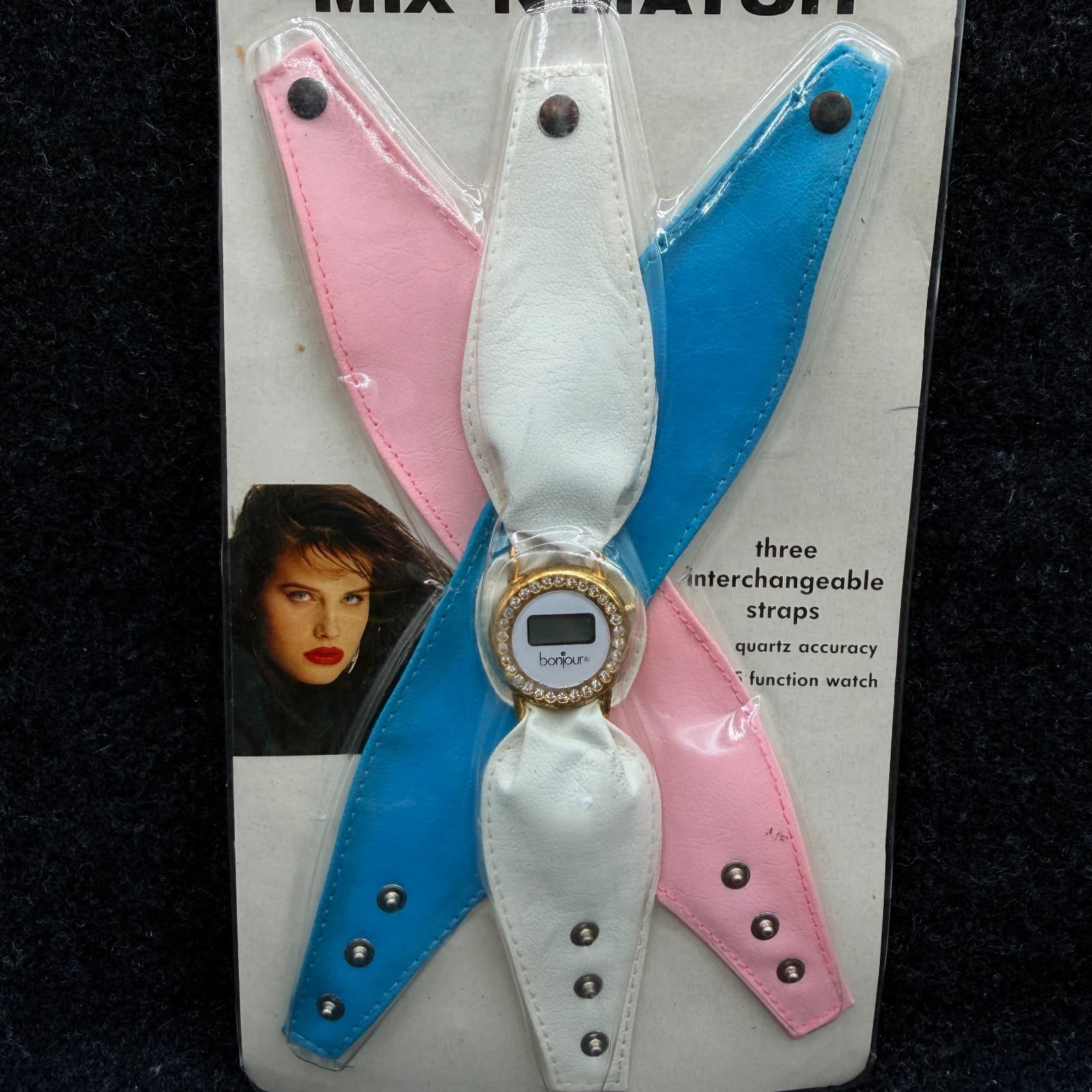 VINTAGE 1990's Bonjour MIX N MATCH QUARTZ DIGITAL WRIST WATCH BRAND NEW SEALED - Thumbnail 3