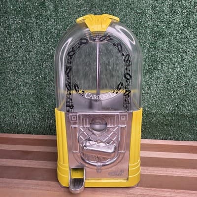 Vintage Classic Carousel Yellow Jukebox Tabletop Counter Candy Gumball Machine