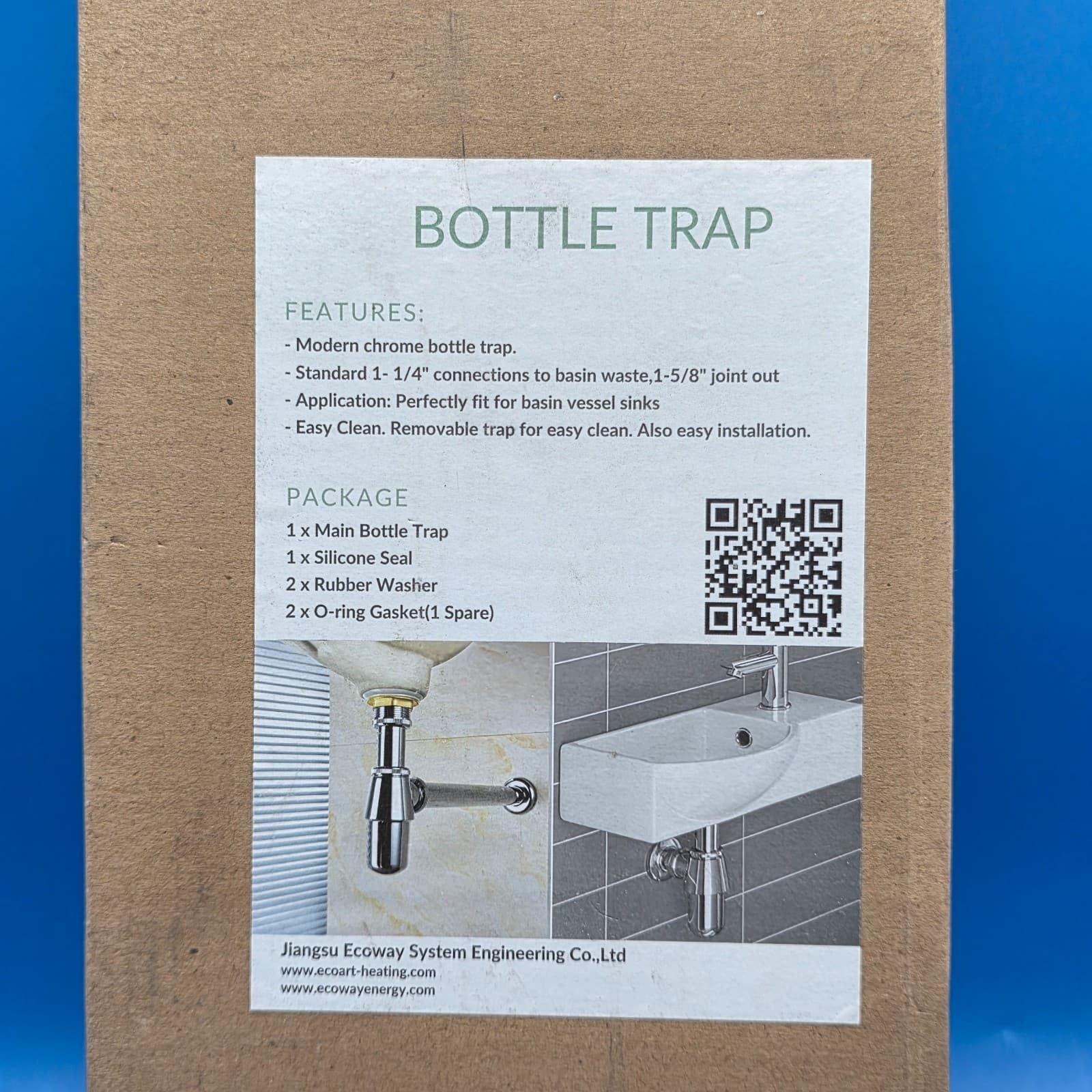 Jiangsu Ecoway System Bottle Trap Standard 1-1/4" Connections to Basin Waste - Thumbnail 7