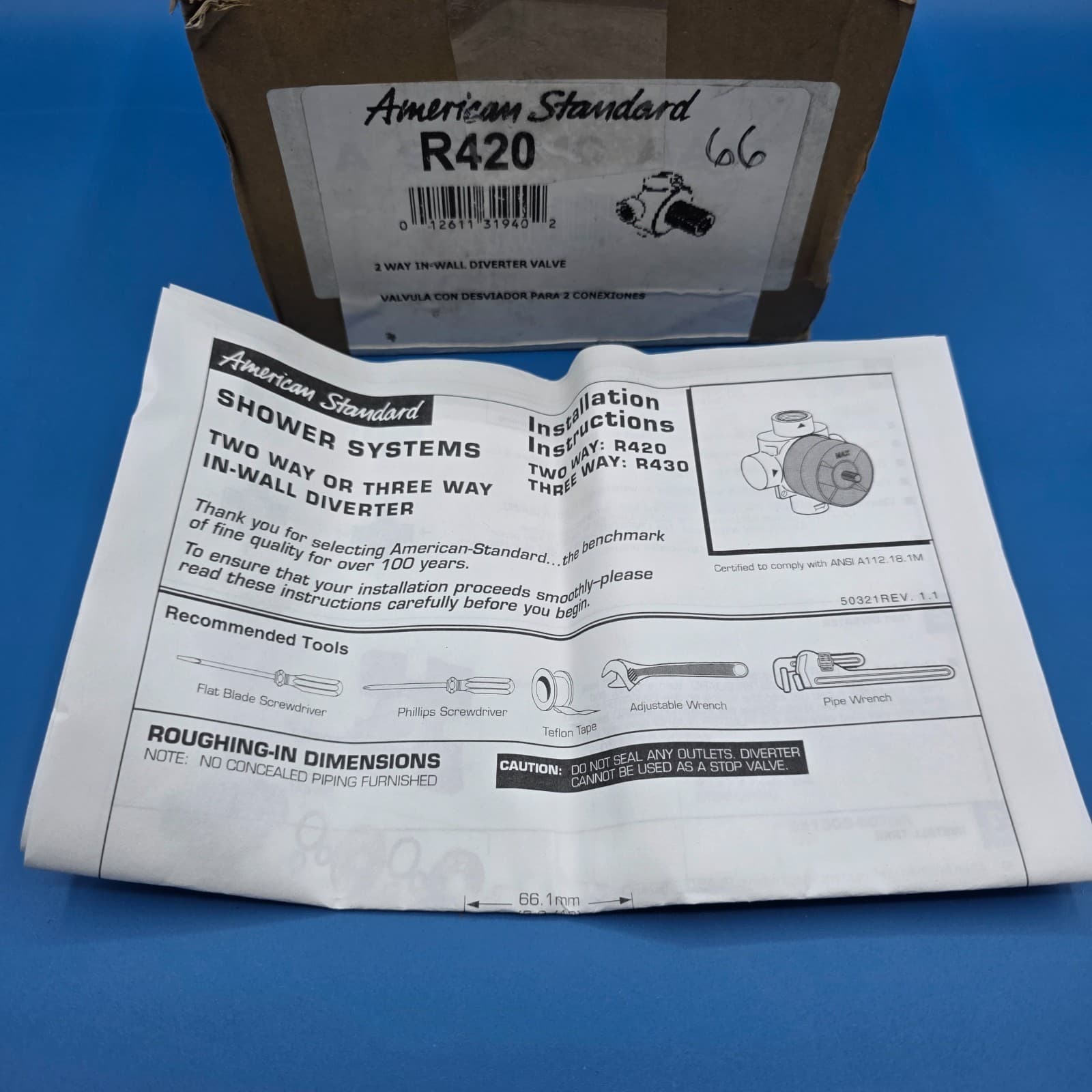 American Standard R420 2-Way In Wall Diverter Valve New In Box - Thumbnail 8