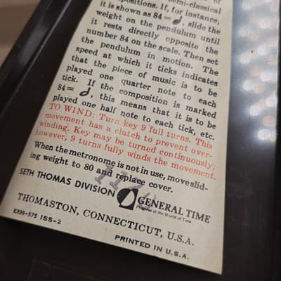 VTG Seth Thomas Metronome De Maëlzel E899-575 ISS-3 Tally Industries CT USA - Thumbnail 11