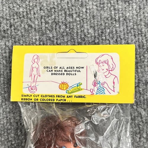VINTAGE LITTLE MISS SHOPPER DOLL 11” Brunette Blue Eyes White Heels HONG KONG - Thumbnail 2