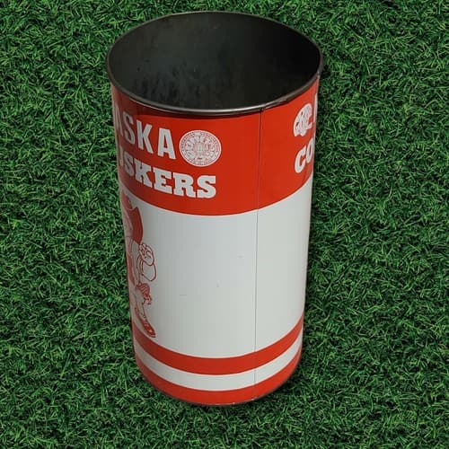 Vintage NCAA Nebraska Cornhuskers Metal Trash Can Football Wastebasket Bin - Thumbnail 3