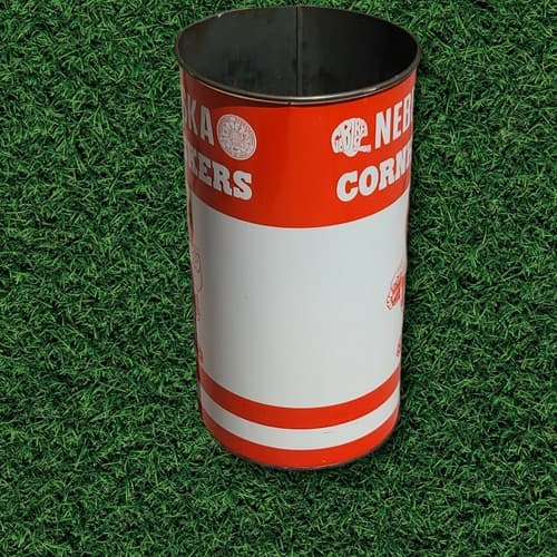 Vintage NCAA Nebraska Cornhuskers Metal Trash Can Football Wastebasket Bin - Thumbnail 4