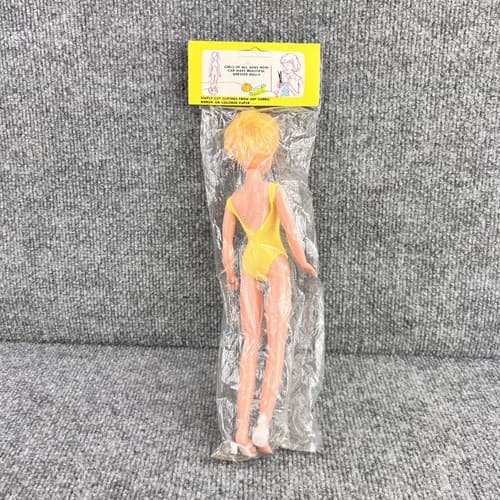 VINTAGE LITTLE MISS SHOPPER DOLL 11” Blonde Blue Eyes White Heels HONG KONG - Thumbnail 3