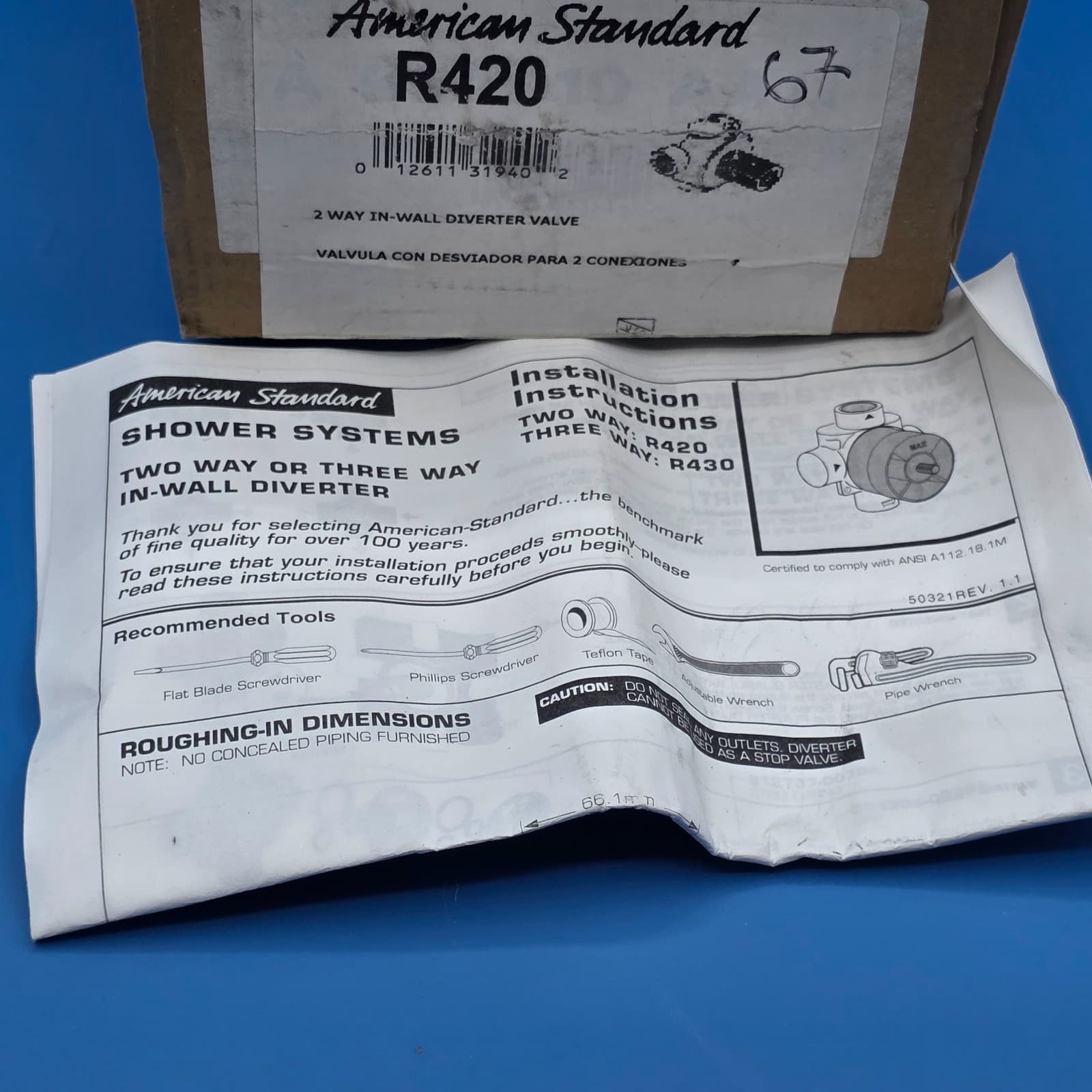 American Standard R420 2-Way In Wall Diverter Valve New In Box - Thumbnail 7