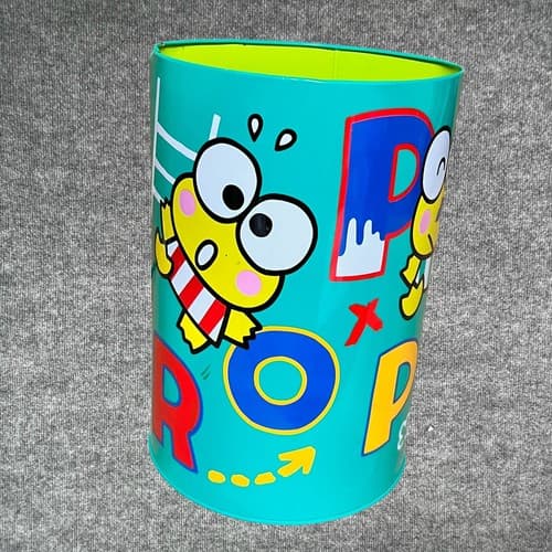 VTG 1994 Sanrio Kero Kero Keroppi Mini Tin Metal Trash Can Bin 11.5” Rare Frog - Thumbnail 2