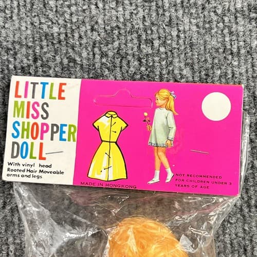 VINTAGE LITTLE MISS SHOPPER DOLL 11” Blonde Blue Eyes White Heels HONG KONG - Thumbnail 2