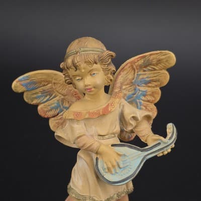 Vintage Italy Angel Nativity Figure With mandolin Depose 5" - Thumbnail 2
