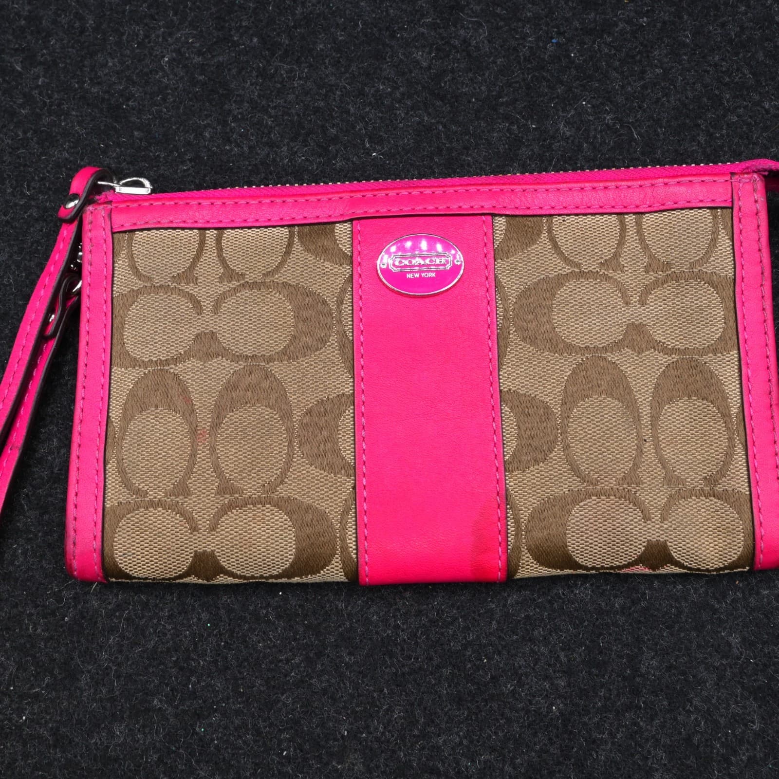 Coach Signature Zippy Wallet 48691B in Khaki Fuchsia - Thumbnail 2