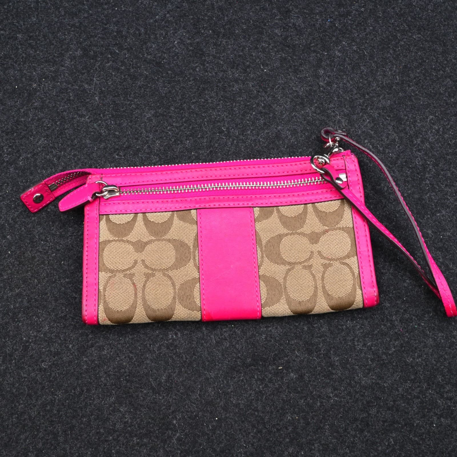 Coach Signature Zippy Wallet 48691B in Khaki Fuchsia - Thumbnail 5