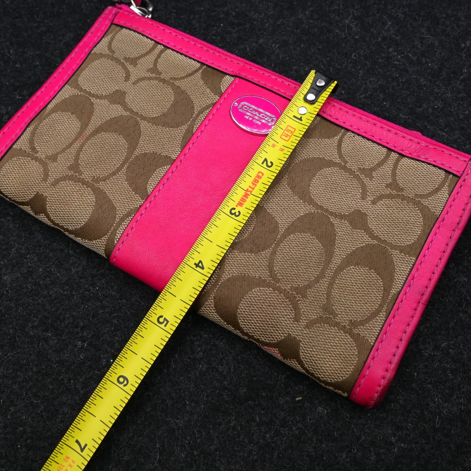 Coach Signature Zippy Wallet 48691B in Khaki Fuchsia - Thumbnail 9
