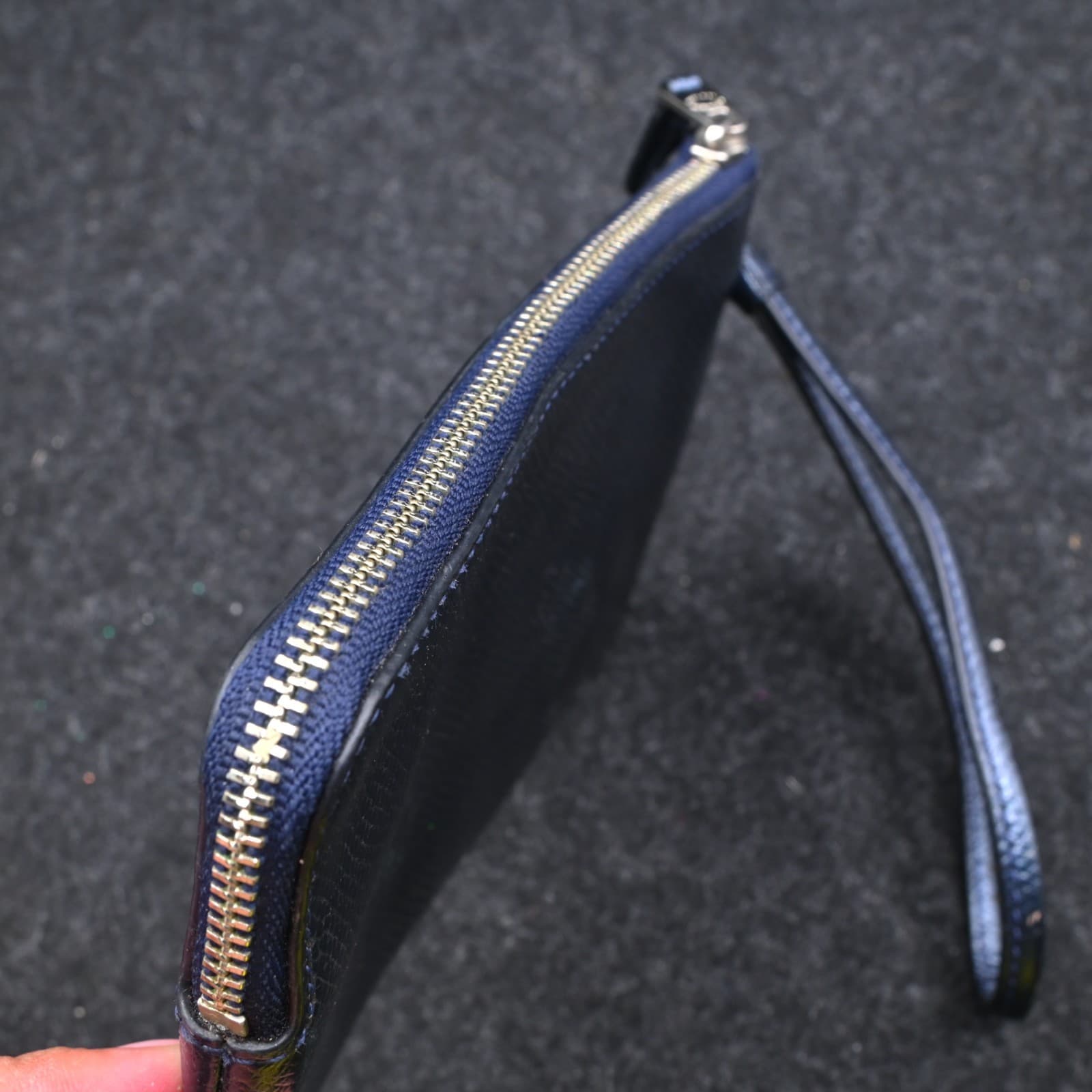 Coach Navy Corner Zip Leather Wallet Wristlet - Thumbnail 6