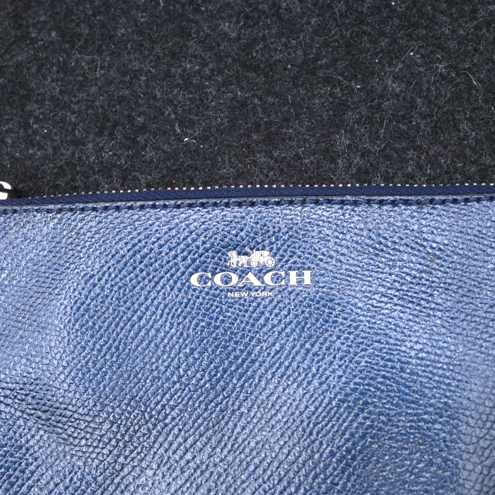 Coach Navy Corner Zip Leather Wallet Wristlet - Thumbnail 3