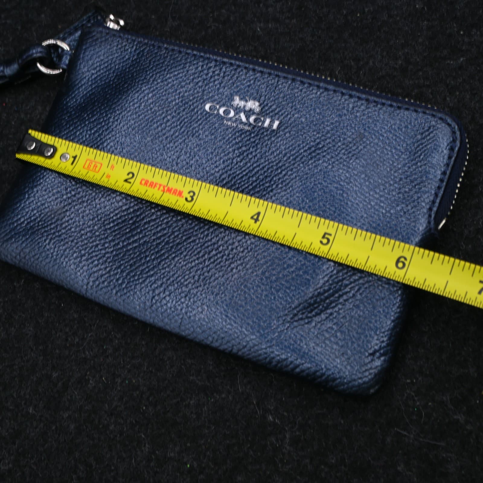 Coach Navy Corner Zip Leather Wallet Wristlet - Thumbnail 9