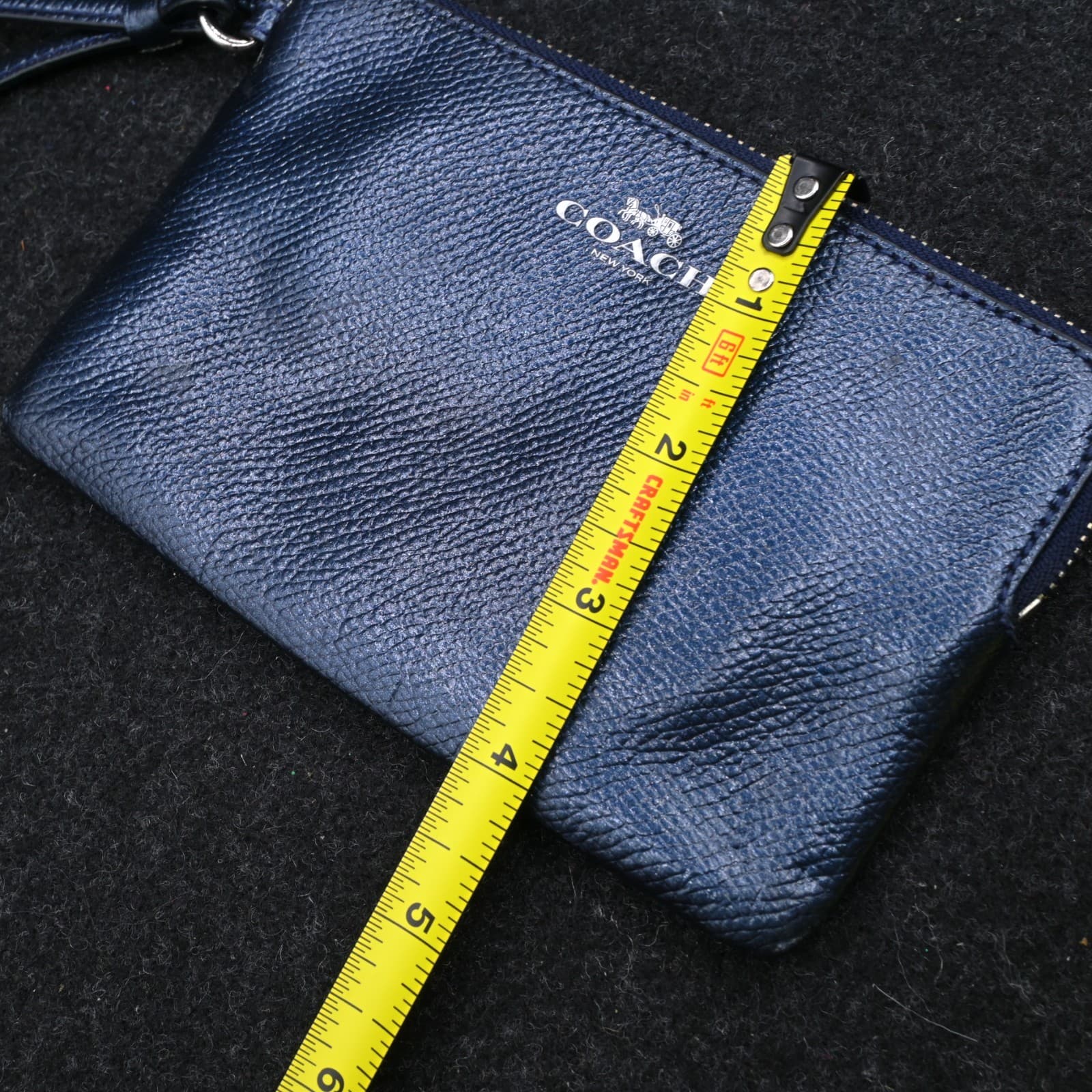 Coach Navy Corner Zip Leather Wallet Wristlet - Thumbnail 10