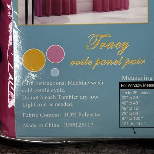 New TRACY PINK SHEER VOILE WINDOW PANEL PAIR 2 40x84 Polyester - Thumbnail 5