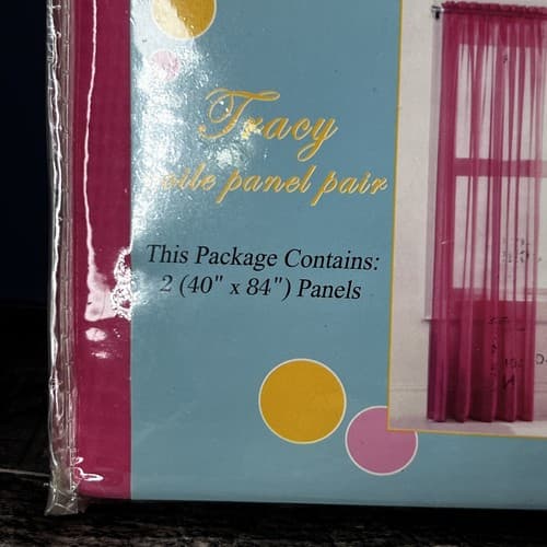 New TRACY PINK SHEER VOILE WINDOW PANEL PAIR 2 40x84 Polyester - Thumbnail 2