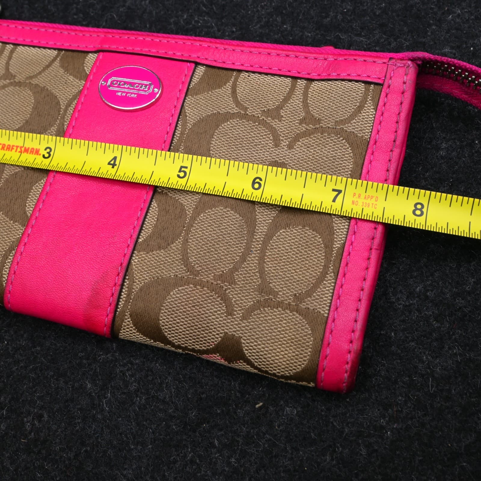 Coach Signature Zippy Wallet 48691B in Khaki Fuchsia - Thumbnail 8