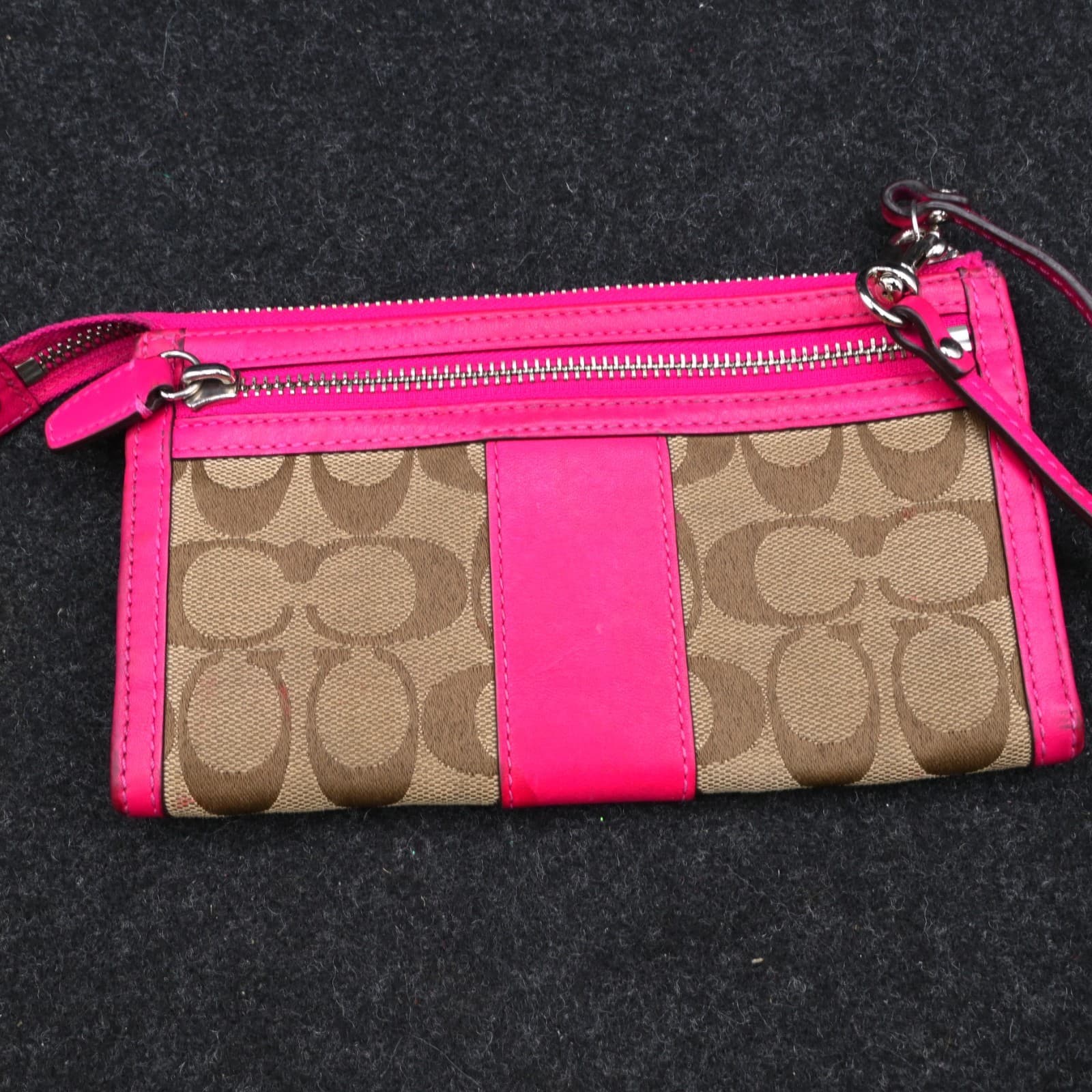 Coach Signature Zippy Wallet 48691B in Khaki Fuchsia - Thumbnail 6