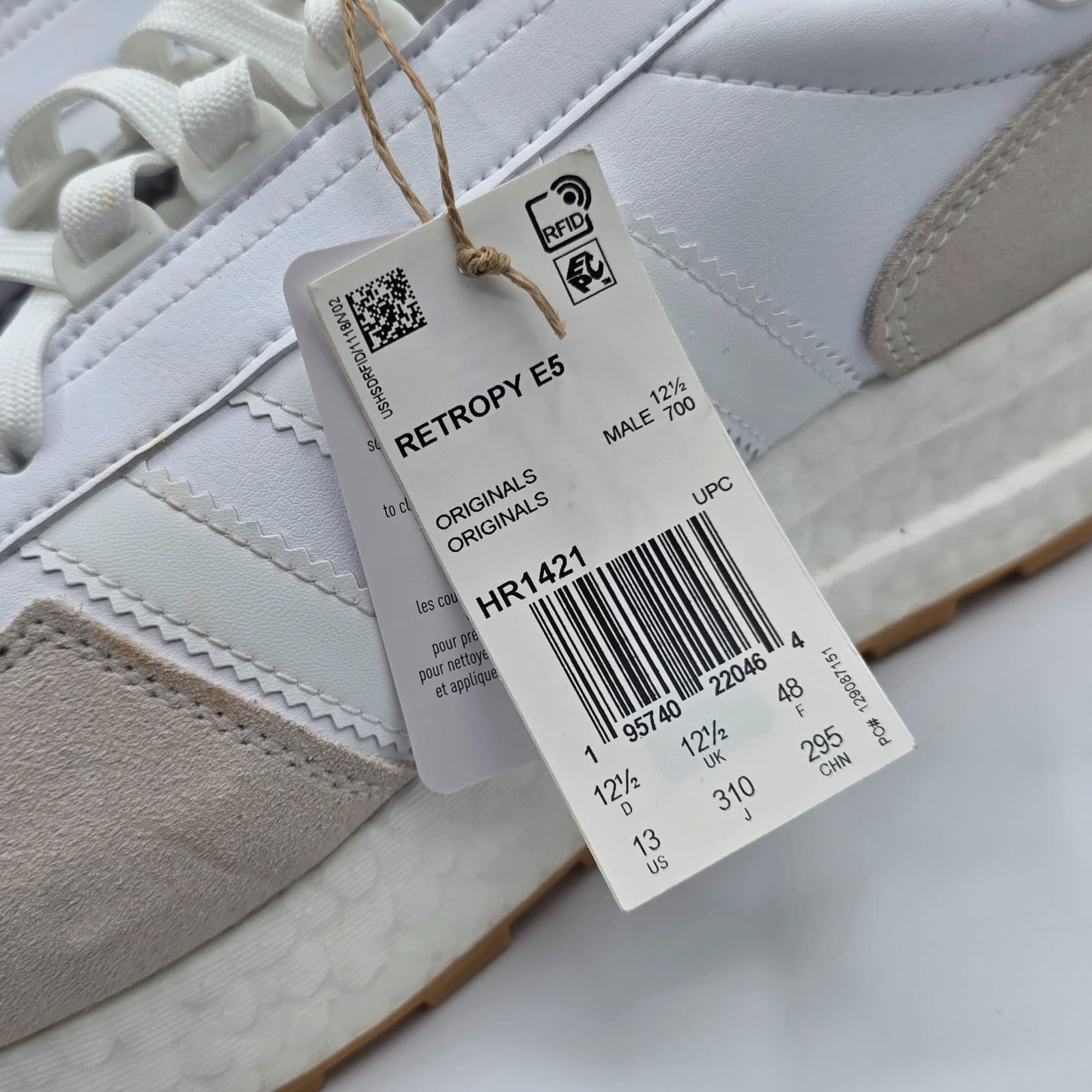 Adidas Originals Retropy E5 Men's Size 13 Boost White Gum Sneakers Retro HR1421 - Thumbnail 2
