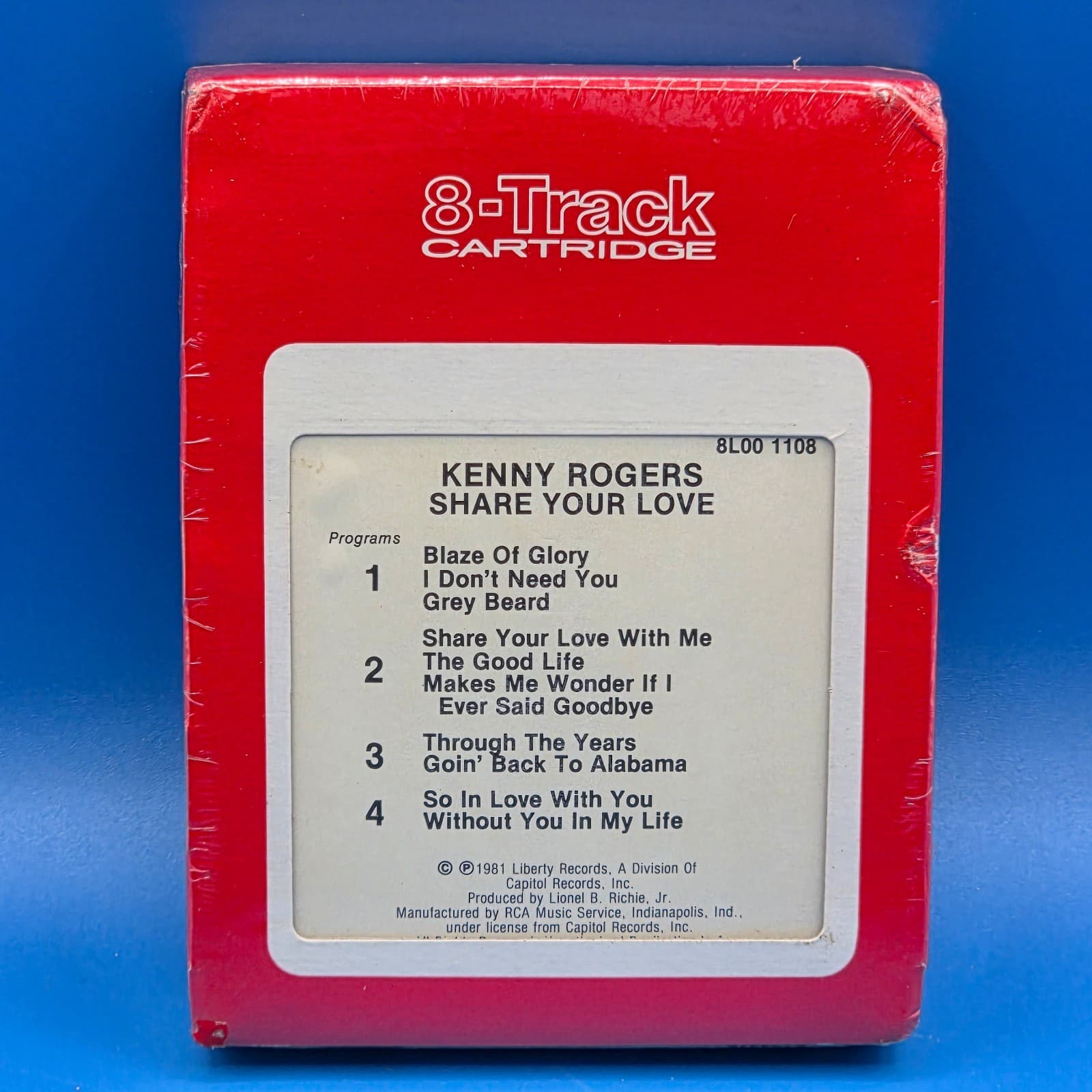Kenny Rogers Share Your Love S134416 Factory Sealed 8 Track Tape 1981 - Thumbnail 4