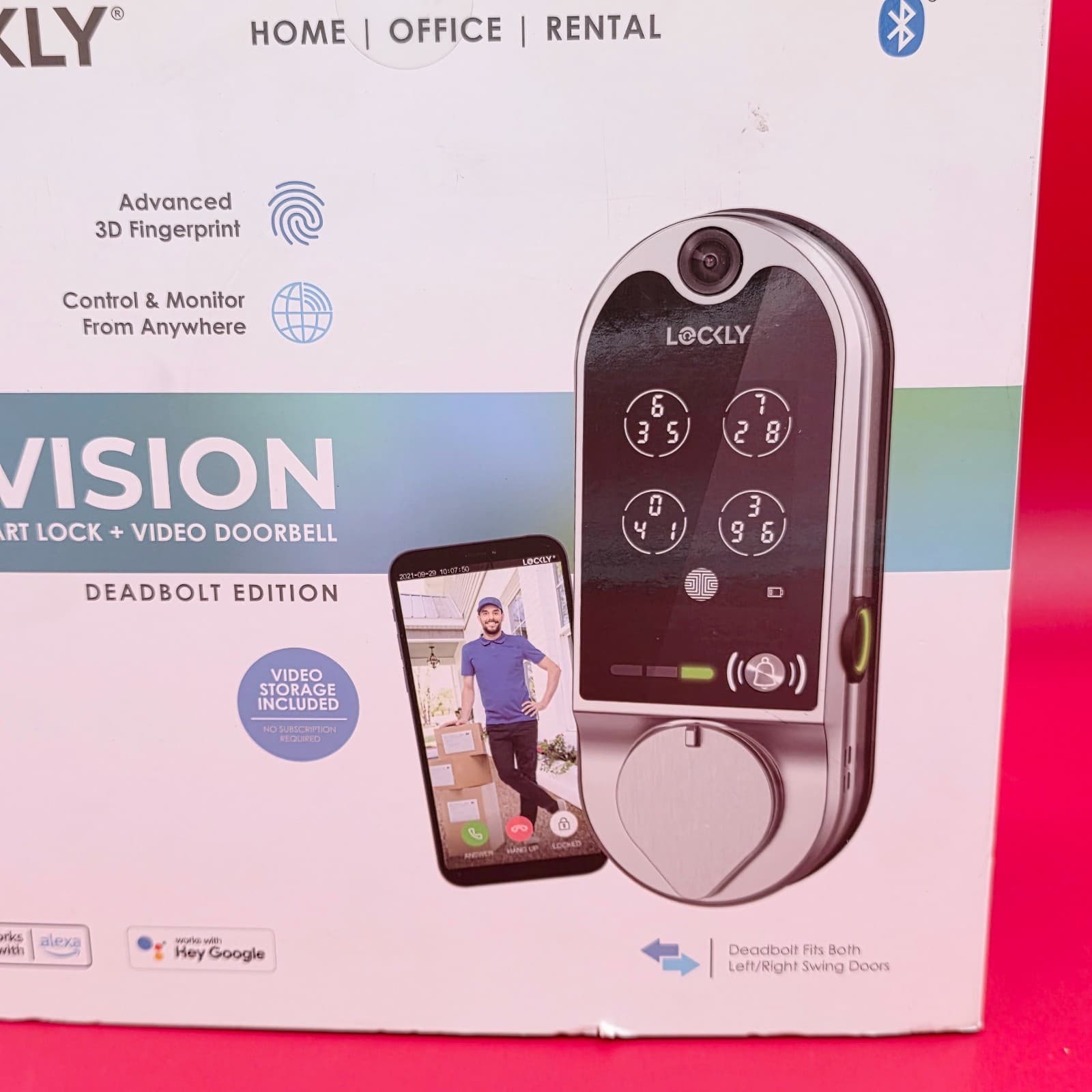 LOCKLY VISION SATIN SMART DOORLOOK DEADBOLT VIDEO AUDIO DOORBELL PGD798SN - Thumbnail 2