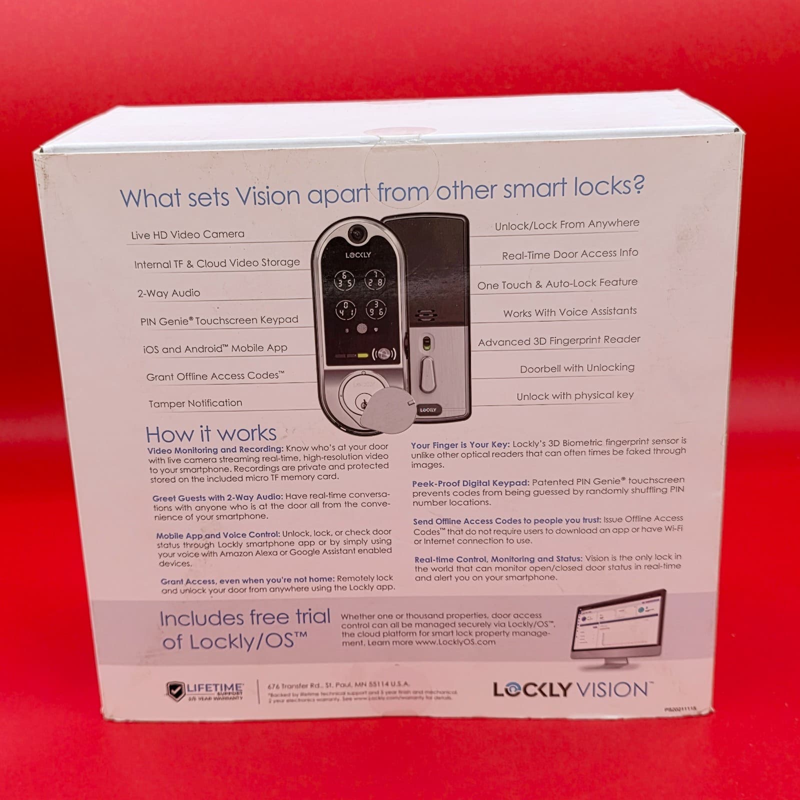 LOCKLY VISION SATIN SMART DOORLOOK DEADBOLT VIDEO AUDIO DOORBELL PGD798SN - Thumbnail 10